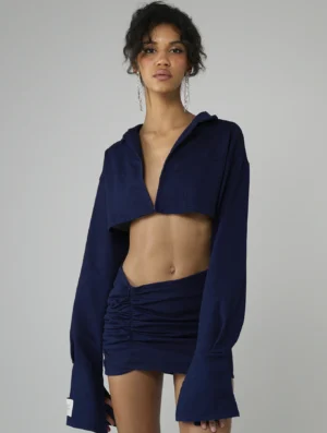 Cropped denim blazer