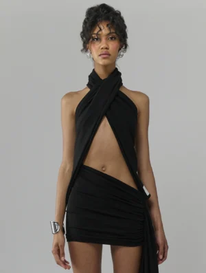 Cross halter neck top