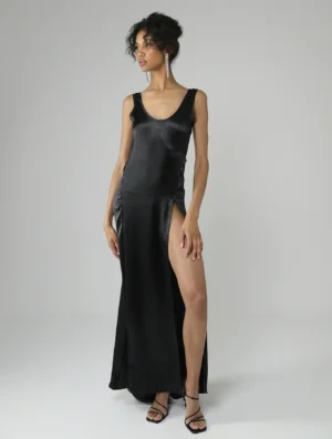 Maxi slip dress black
