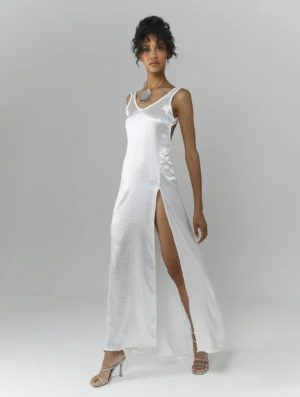 Maxi slip dress white