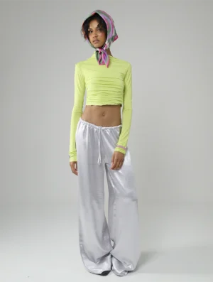 Satin relaxed trousers silver
